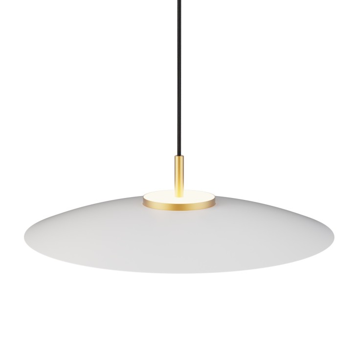 Lámpara de techo VALENTINA.Metal plano blanco y módulo latón.LED 18W