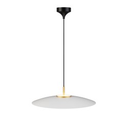 Lámpara de techo VALENTINA.Metal plano blanco y módulo latón.LED 18W