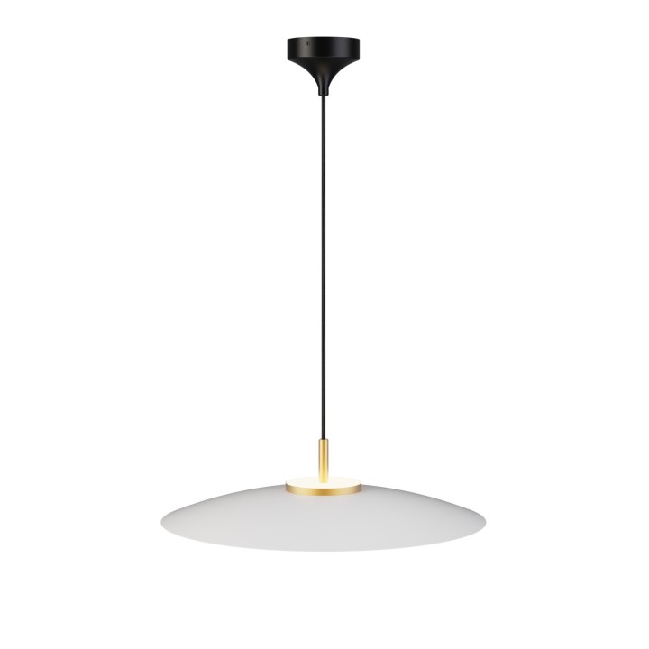 Lámpara de techo VALENTINA.Metal plano blanco y módulo latón.LED 18W