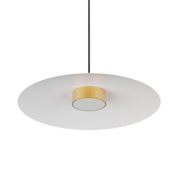 Lámpara de techo VALENTINA.Metal plano blanco y módulo latón.LED 18W