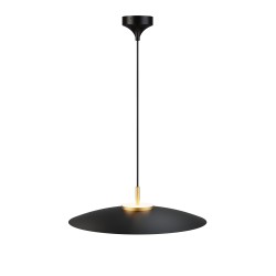 Lámpara de techo VALENTINA.Metal plano negro y módulo latón. LED 18W