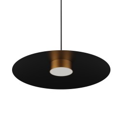 Lámpara de techo VALENTINA.Metal plano negro y módulo latón. LED 18W