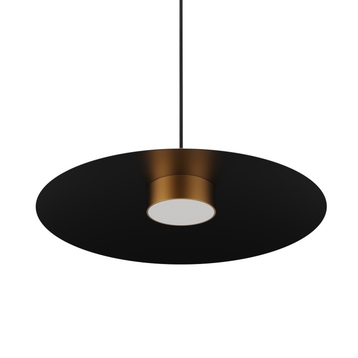 Lámpara de techo VALENTINA.Metal plano negro y módulo latón. LED 18W