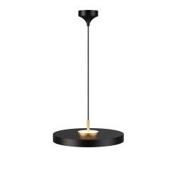 Lámpara de techo VALENTINA.Metal acabado negro y módulo latón. LED 18W