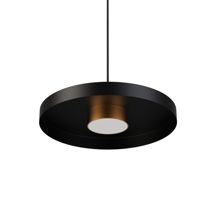 Lámpara de techo VALENTINA.Metal acabado negro y módulo latón. LED 18W