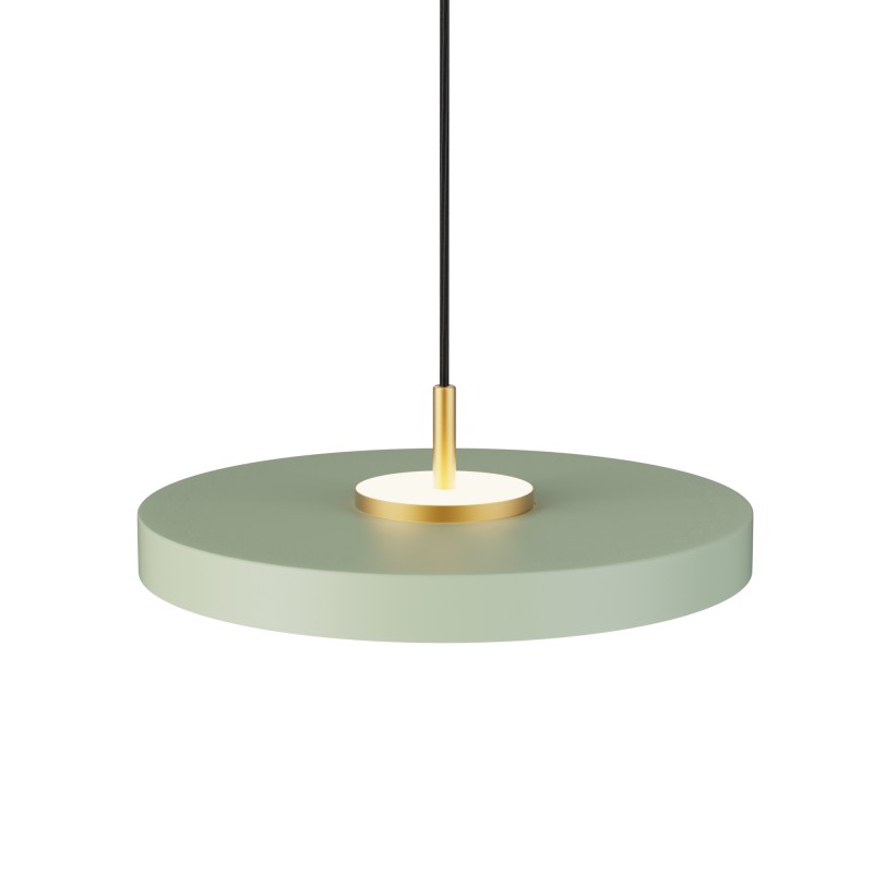 Lámpara de techo VALENTINA.Metal acabado verde y módulo latón. LED 18W