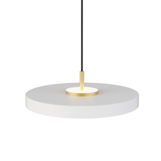 Lámpara de techo VALENTINA.Metal acabado blanco y módulo latón.LED 18W