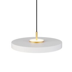 Lámpara de techo VALENTINA.Metal acabado blanco y módulo latón.LED 18W