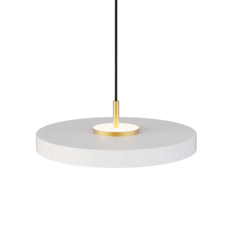 Lámpara de techo VALENTINA.Metal acabado blanco y módulo latón.LED 18W