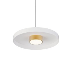 Lámpara de techo VALENTINA.Metal acabado blanco y módulo latón.LED 18W