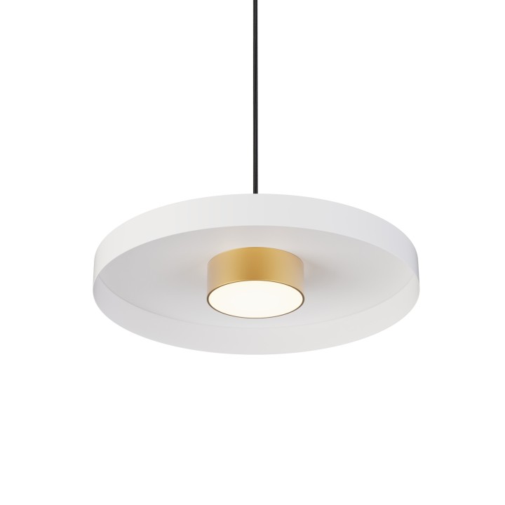 Lámpara de techo VALENTINA.Metal acabado blanco y módulo latón.LED 18W