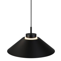 Lámpara de techo CARMEN. Metal cono negro y módulo negro. LED 9W