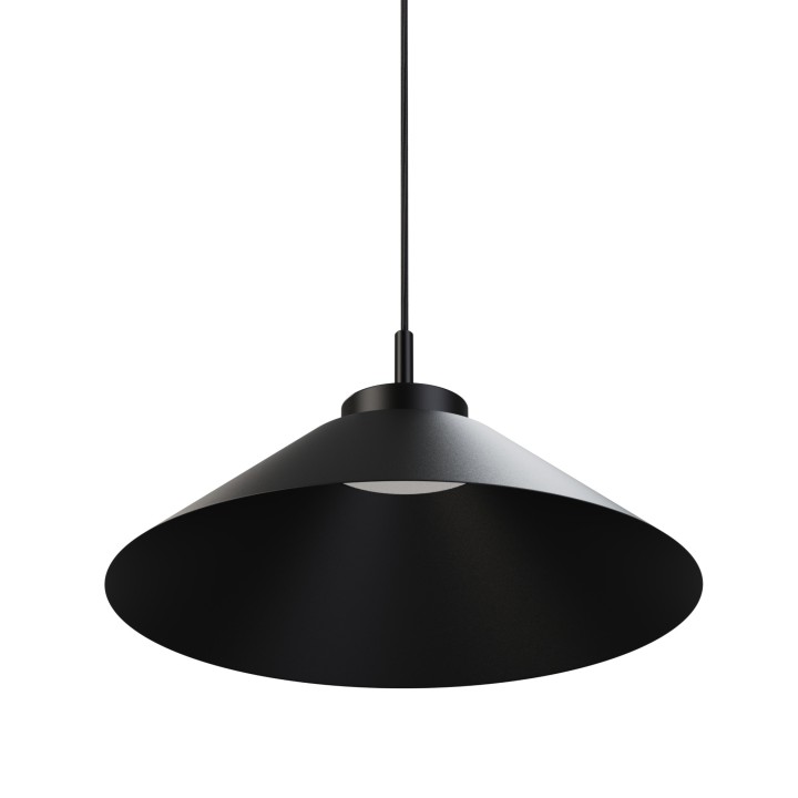 Lámpara de techo CARMEN. Metal cono negro y módulo negro. LED 9W