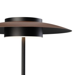 Sobremesa VALENTINA. Metal negro y tulipa acabado madera. LED 9W. CCT