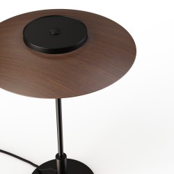 Sobremesa VALENTINA. Metal negro y tulipa acabado madera. LED 9W. CCT