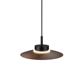 Lámpara de techo CARMEN. Metal plano S madera y módulo negro. LED 9W