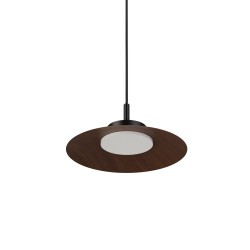 Lámpara de techo CARMEN. Metal plano S madera y módulo negro. LED 9W