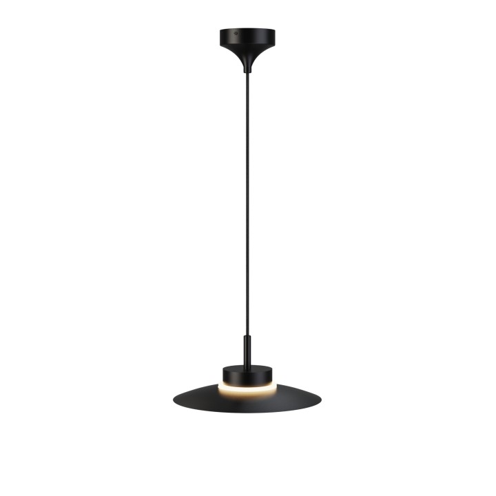Lámpara de techo CARMEN. Metal plano S negro y módulo negro. LED 9W
