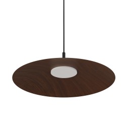 Lámpara de techo CARMEN. Metal plano acabado madera y módulo negro. 9W