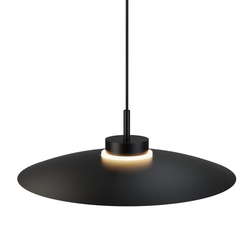 Lámpara de techo CARMEN. Metal plano negro y módulo negro. LED 9W