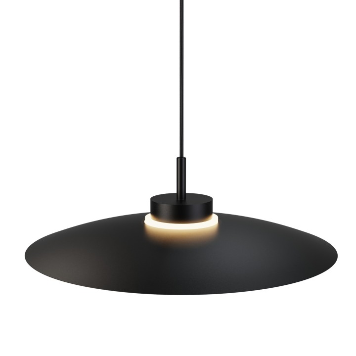 Lámpara de techo CARMEN. Metal plano negro y módulo negro. LED 9W