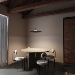 Lámpara de techo CARMEN. Metal plano negro y módulo negro. LED 9W