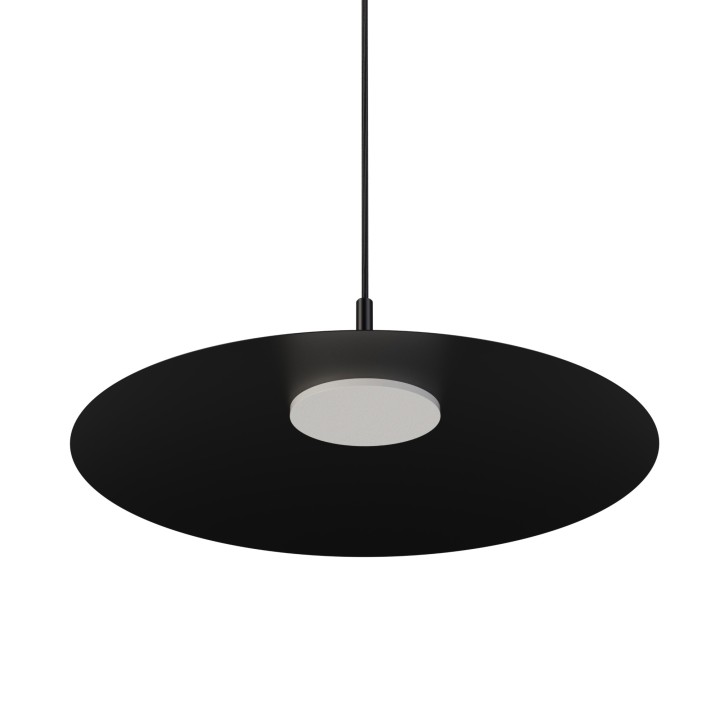 Lámpara de techo CARMEN. Metal plano negro y módulo negro. LED 9W