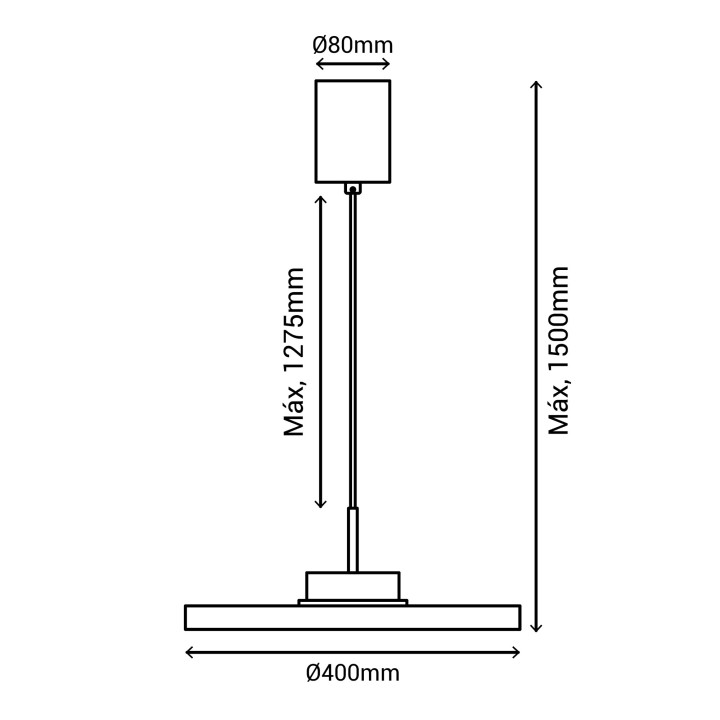 Lámpara de techo CARMEN. Metal acabado negro y módulo negro. LED 9W