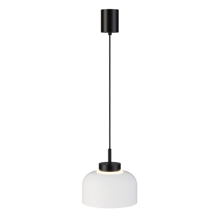 Lámpara de techo CARMEN. Metal acampanado blanco y módulo negro.LED 9W