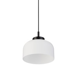 Lámpara de techo CARMEN. Metal acampanado blanco y módulo negro.LED 9W