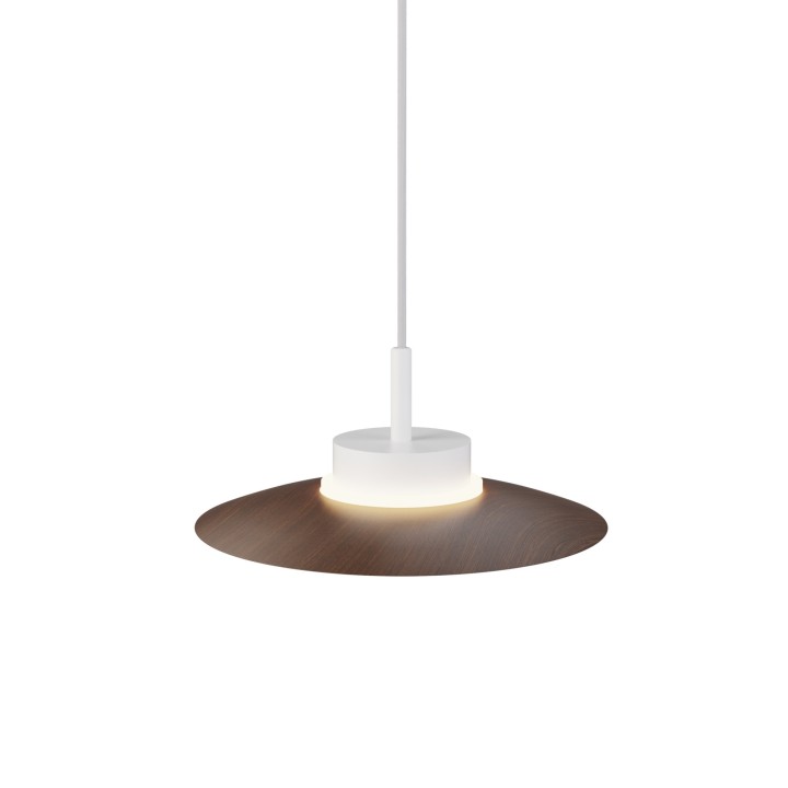 Lámpara de techo CARMEN. Metal plano S madera y módulo blanco. LED 9W