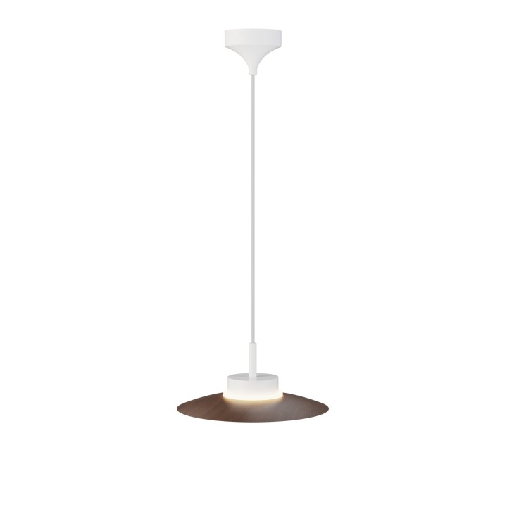 Lámpara de techo CARMEN. Metal plano S madera y módulo blanco. LED 9W