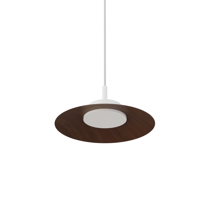 Lámpara de techo CARMEN. Metal plano S madera y módulo blanco. LED 9W
