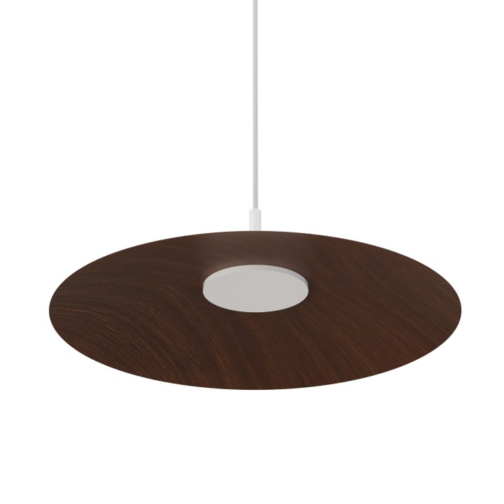 Lámpara de techo CARMEN. Metal plano acabado madera y módulo blanco.9W