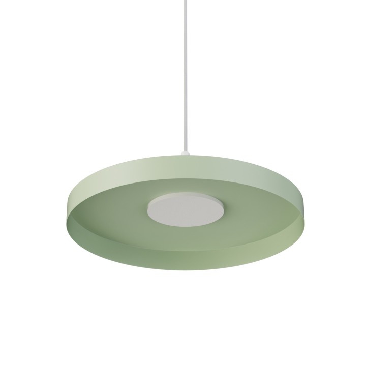 Lámpara de techo CARMEN. Metal acabado verde y módulo blanco. LED 9W