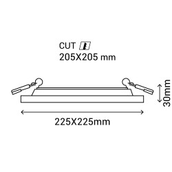 Empotrable TURK cuadrado 20W driver extraíble. TRIAC 4000K | Sulion