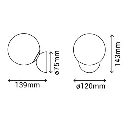 Aplique VOLGA. Metal cromo y bola difusor opal mate. 1xG9 | Sulion
