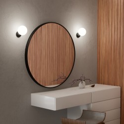 Aplique VOLGA. Metal negro arenado y bola difusor opal. 1xG9 | Sulion