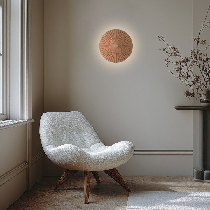 Aplique ELENA. Yeso de color arcilla. LED 9W 3000k. Ø 30cm|Sulion