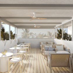 Ventilador de techo de exterior IVY blanco y palas de madera - Sulion