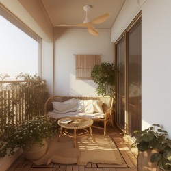 Ventilador de techo de exterior IVY blanco y palas de madera - Sulion