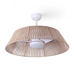 Ventilador de techo con luz GEMA de fibra natural yute con luz -Sulion