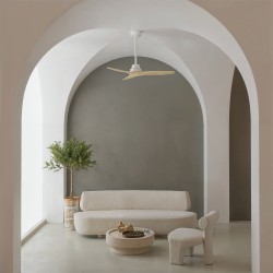 Ventilador de techo exterior BALCONY en blanco y madera - Sulion