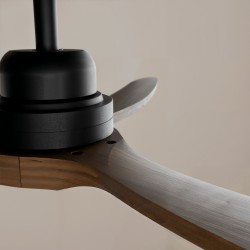 Ventilador de techo exterior BALCONY LUZ negro/madera oscura Sulion