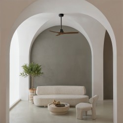 Ventilador de techo exterior BALCONY en negro y madera oscura - Sulion