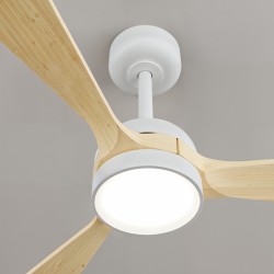 Ventilador de techo exterior con luz TONDA madera - Sulion
