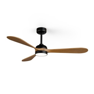 Ventilador de techo exterior con luz TONDA madera oscura - Sulion