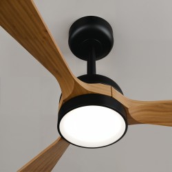Ventilador de techo exterior con luz TONDA madera oscura - Sulion