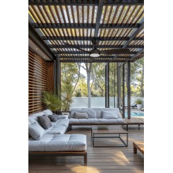 Ventilador de techo con luz DANA madera oscura IP66 - Sulion