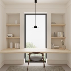 Lámpara de techo VALENTINA.Metal plano S blanco y módulo negro.LED 18W